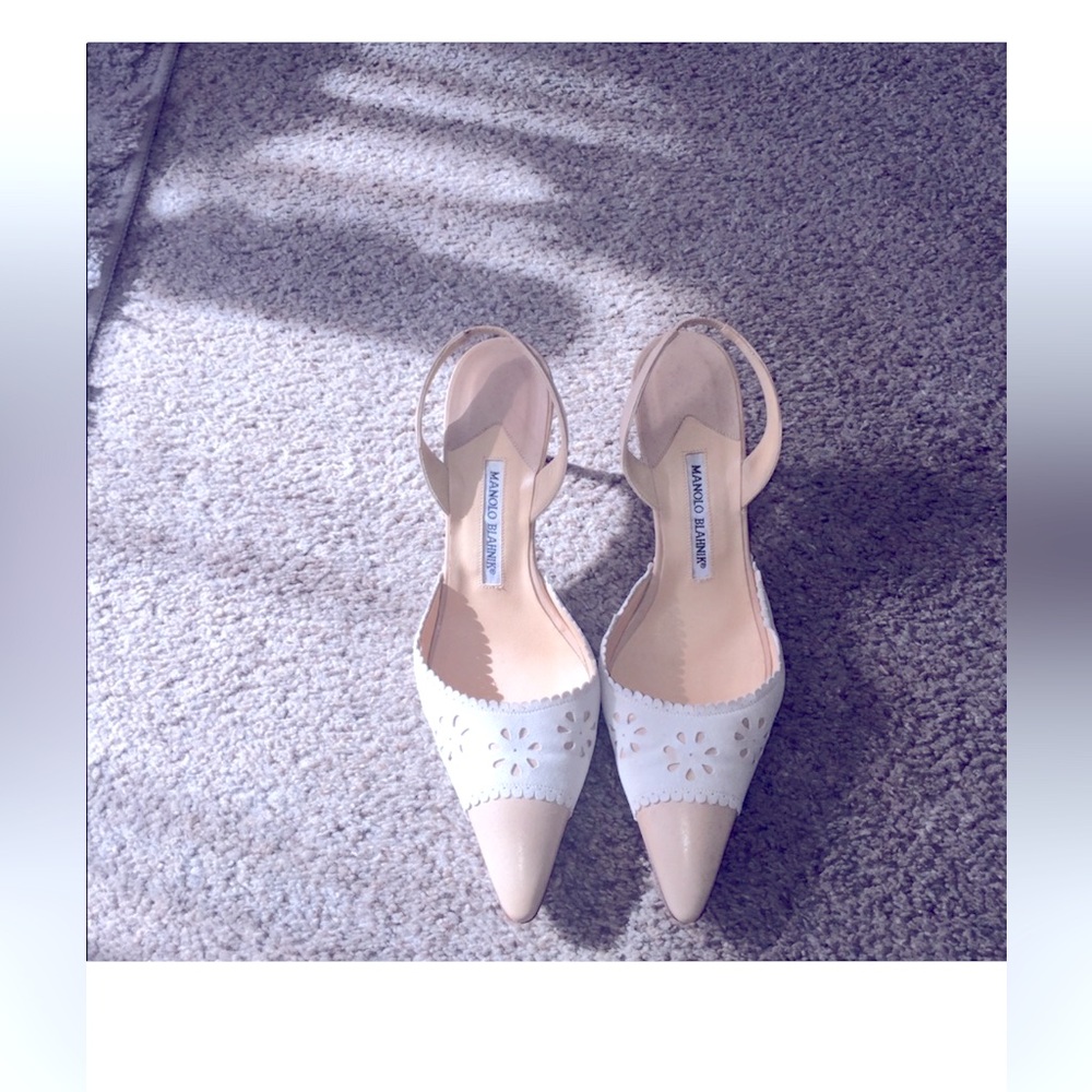 Manolo Blahnik Kitten Heels Sling Back Shoes